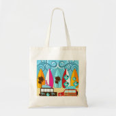 Surfplankbeugel met hippieventilatoren tote bag (Voorkant)