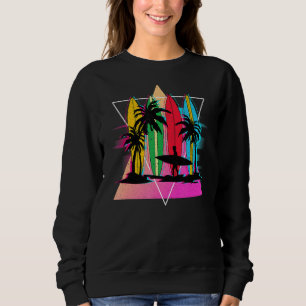 Surfplanken 80s Vaporwave Water Sport Surfer Tropi Trui