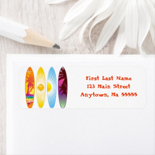 Surfplanken Adresetiketten Etiket (Insitu)