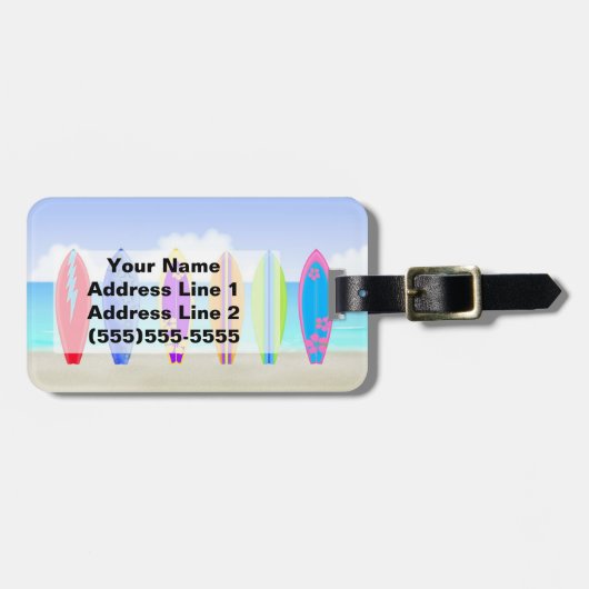 Surfplanken Bagagelabel (Voorkant horizontaal)