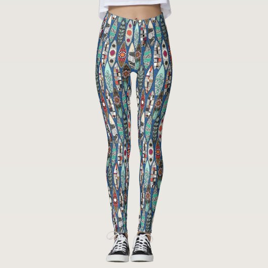 surfplanken blauw leggings (Voorkant)