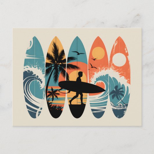 Surfplanken Briefkaart (Voorkant)