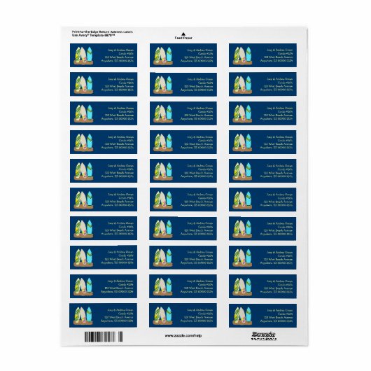 Surfplanken donkerblauw etiket (Full Sheet)