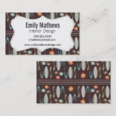 Surfplanken en Hibiscus; Bruin, blauw en Oranje Visitekaartje (Voorkant / Achterkant)