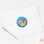 Surfplanken en Hibiscus Ronde Sticker (Envelop)