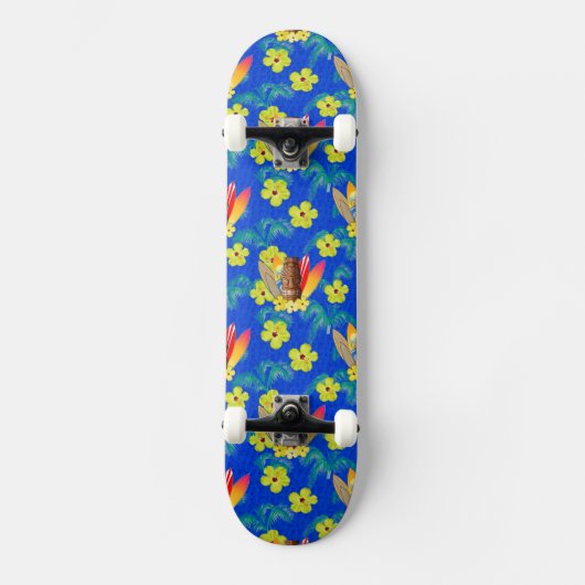 Surfplanken en Masker Tiki Persoonlijk Skateboard (Voorkant)