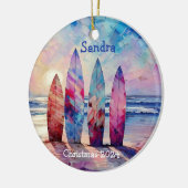 Surfplanken Gepersonaliseerde Kerstversieringen Keramisch Ornament (Links)