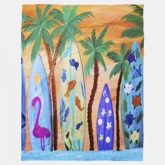 Surfplanken huis decoratie fleece deken (Voorkant)