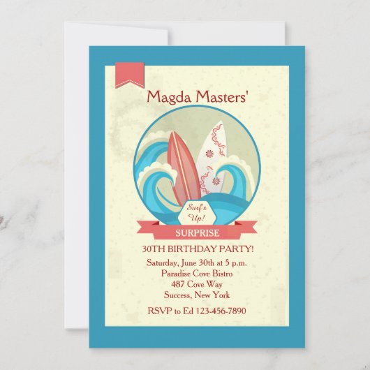 Surfplanken in de Uitnodiging van Golven (Voorkant)