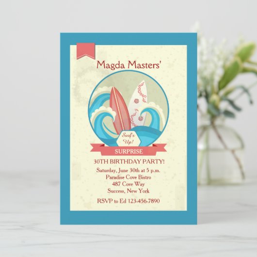 Surfplanken in de Uitnodiging van Golven (Staand voorkant)