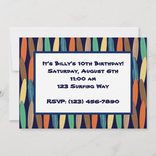 Surfplanken Kaart (Achterkant)