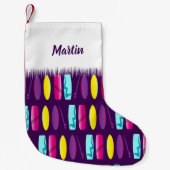 Surfplanken Meerkleurig Surfpatroon Kleine Kerstsok (Voorkant)