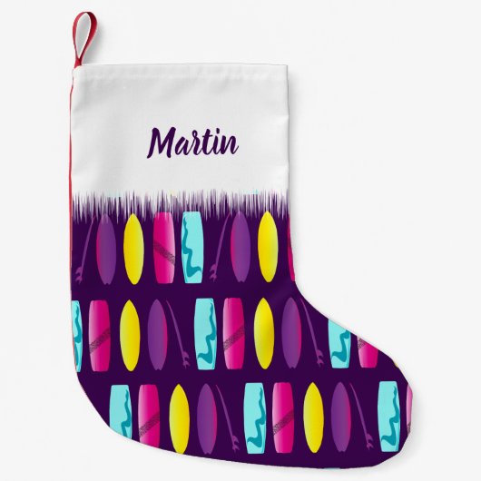 Surfplanken Meerkleurig Surfpatroon Kleine Kerstsok (Voorkant)