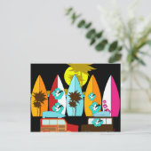 Surfplanken met surfer Hippie-ventilatoren voor st Briefkaart (Staand voorkant)