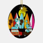 Surfplanken met surfer Hippie-ventilatoren voor st Keramisch Ornament (Rechts)