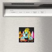 Surfplanken met surfer Hippie-ventilatoren voor st Magneet (Insitu (Vaatwasser))