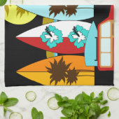 Surfplanken met surfer Hippie-ventilatoren voor st Theedoek (Gevouwen)