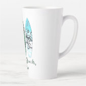 Surfplanken met Waikiki Beach Oahu Waterverf Latte Mok (Rechts)