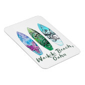 Surfplanken met Waikiki Beach Oahu Waterverf Magneet (Rechterzijde)