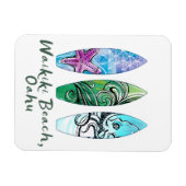 Surfplanken met Waikiki Beach Oahu Waterverf Magneet (Horizontaal)