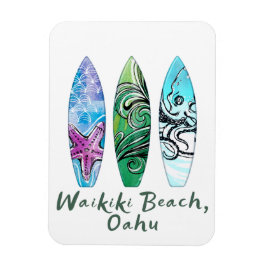 Surfplanken met Waikiki Beach Oahu Waterverf Magneet