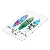 Surfplanken met Waikiki Beach Oahu Waterverf Magneet (Linkerzijde)