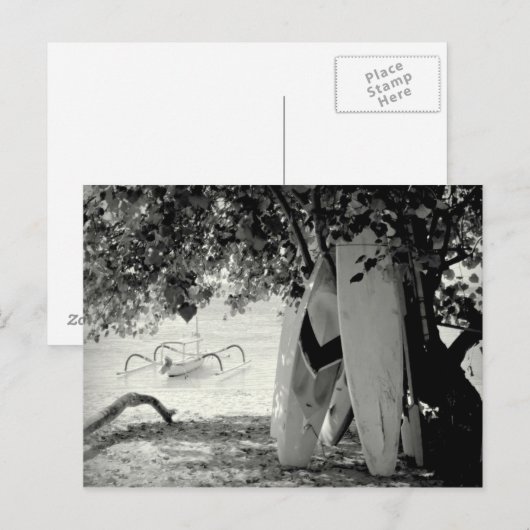 Surfplanken onder een boom briefkaart (Voorkant / Achterkant)