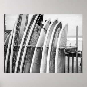 Surfplanken op Beach Rack Kustkunst Poster