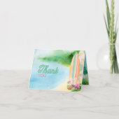 Surfplanken op Beach Waterverf Summer Luau Bedankkaart (Voorkant)