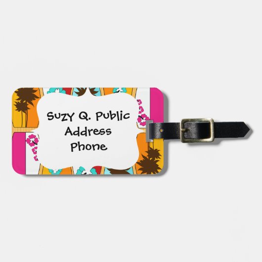 Surfplanken op Boardwalk Summer Beach Theme Bagagelabel (Voorkant horizontaal)