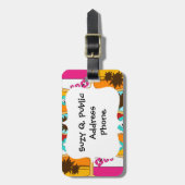 Surfplanken op Boardwalk Summer Beach Theme Bagagelabel (Voorkant verticaal)