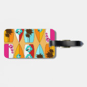 Surfplanken op Boardwalk Summer Beach Theme Bagagelabel (Achterkant horizontaal)