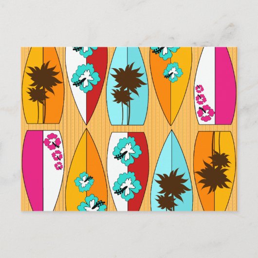 Surfplanken op Boardwalk Summer Beach Theme Briefkaart (Voorkant)