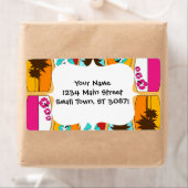 Surfplanken op Boardwalk Summer Beach Theme Etiket (Insitu)