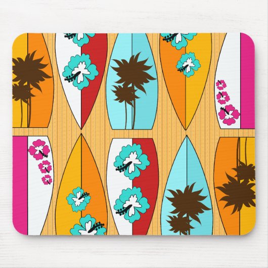 Surfplanken op Boardwalk Summer Beach Theme Muismat (Voorkant)