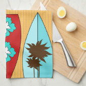 Surfplanken op Boardwalk Summer Beach Theme Theedoek (Quarter Fold)