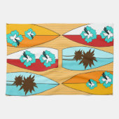 Surfplanken op Boardwalk Summer Beach Theme Theedoek (Horizontaal)