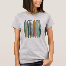Surfplanken op een rij vrouwen en tieners surfen t-shirt