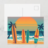 Surfplanken op een tropisch strand briefkaart (Voorkant / Achterkant)