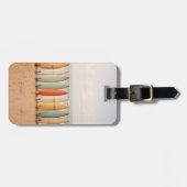 surfplanken op het strand bagagelabel (Voorkant horizontaal)