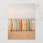 surfplanken op het strand briefkaart (Voorkant)