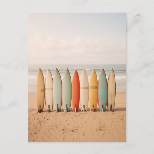 surfplanken op het strand briefkaart (Voorkant)