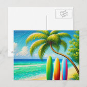 Surfplanken op het strand briefkaart (Voorkant / Achterkant)