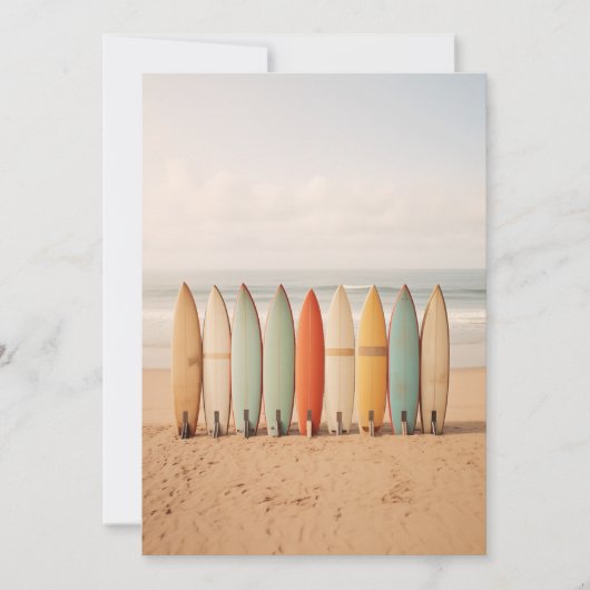  surfplanken op het strand kaart (Voorkant)