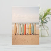  surfplanken op het strand kaart (Staand voorkant)