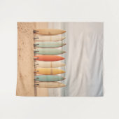  surfplanken op het strand wandkleed (Voorkant (horizontaal))