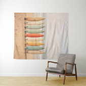  surfplanken op het strand wandkleed (In Situ (horizontaal))