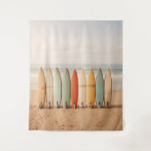  surfplanken op het strand wandkleed (Voorkant)