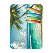 Surfplanken op het strand Waterverf en Ink Magneet (Verticaal)