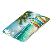 Surfplanken op het strand Waterverf en Ink Magneet (Linkerzijde)